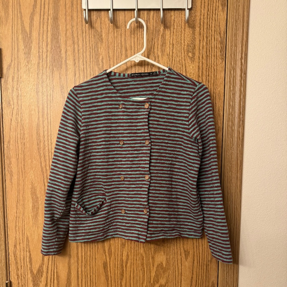 GUDRUN SJODEN organic cotton striped blouse size S